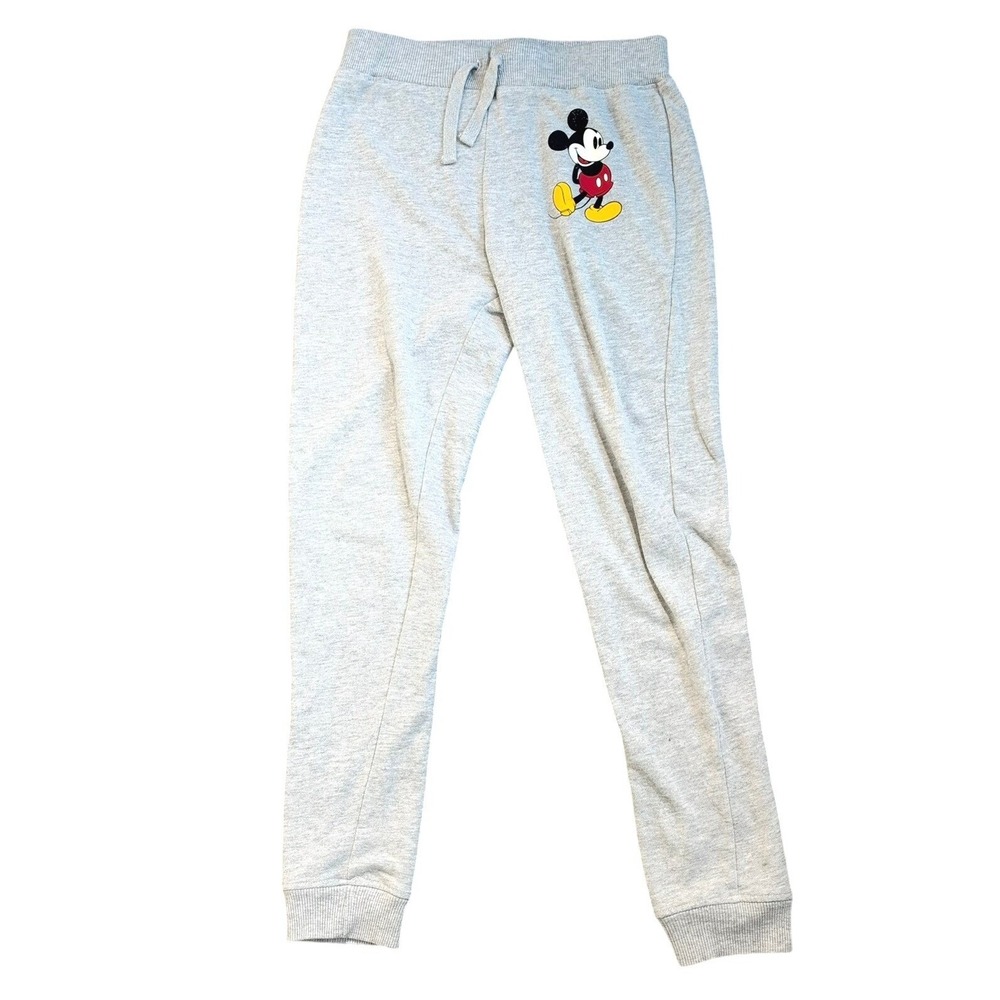 DISNEY Women's XL Heather Gray Mickey Mouse Graphic Pull On Joggers Sweatpants